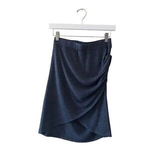Lush Navy Tulip Wrap Mini Skirt Knitted Short Stretchy SZ M # 1343